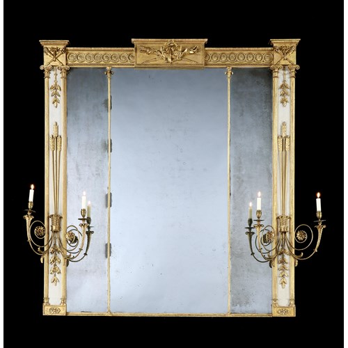 A George III carved giltwood and cream painted overmantel mirror